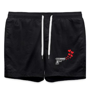 Cœur Liberté d’expression Amour Paix Humanité - Short de bain - noir - Devant - AI Model Male 185 light (185cm)