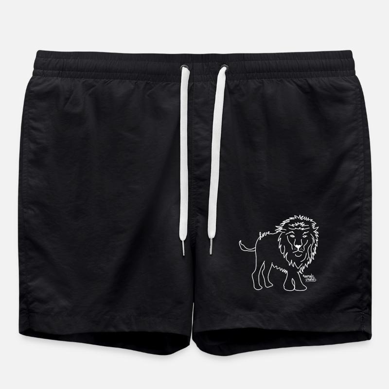 Lion- Love Animals - Swim Trunks - black