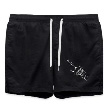 Daddy Child Fist Bump-father son matching - Swim Trunks - black - Front - AI Model Male 185 light (185cm)