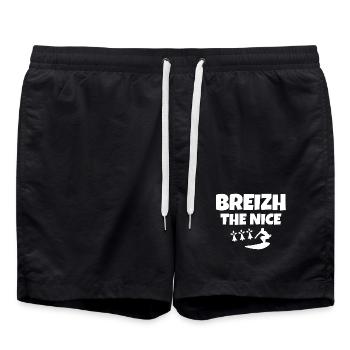 Bretagne, celte, Breizh, surf, fan de surf - Short de bain - noir - Devant - AI Model Male 185 light (185cm)