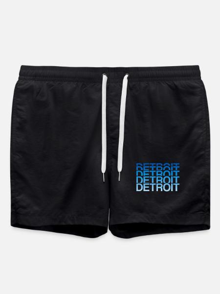 Detroit Gradient Font Block - Swim Trunks - black