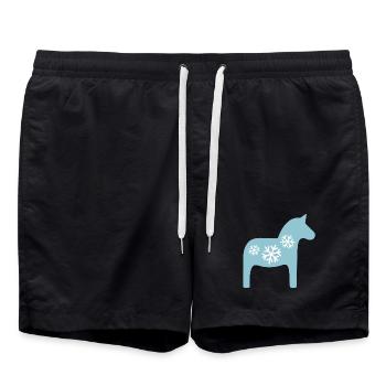 Dala Cheval Flocon de neige Cheval Hygge Noël - Short de bain - noir - Devant - AI Model Male 185 light (185cm)