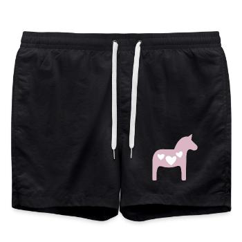 Dala Horse Pink Hearts Skandi Christmas Hygge - Short de bain - noir - Devant - AI Model Male 185 light (185cm)