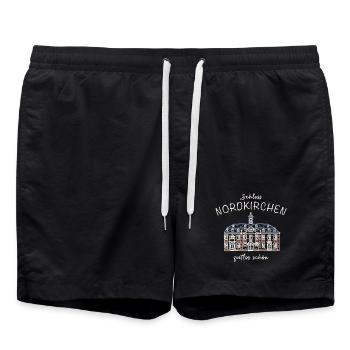 Schloss Nordkirchen, Kapelle, zeitlos schön - Badeshorts - Schwarz - Vorne - AI Model Male 185 light (185cm)
