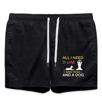 Love Yoga and a Dog Tee - Swim Trunks - black - Front - AI Model Male 185 light (185cm)