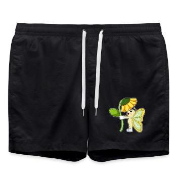 Butterfly Flower - Swim Trunks - black - Front - AI Model Male 185 light (185cm)