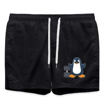 Pinguin Bodybuilder Hantel Bodybuilding - Badeshorts - Schwarz - Vorne - AI Model Male 185 light (185cm)