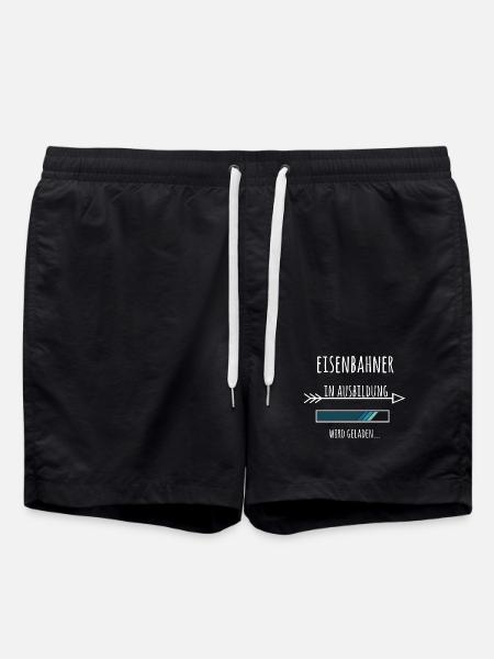 Eisenbahner Beruf Ausbildung Geschenk - Badeshorts - Schwarz