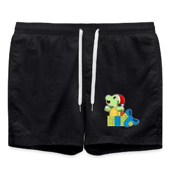 Schildkröte Weihnachten Pakete - Badeshorts - Schwarz - Vorne - AI Model Male 185 light (185cm)