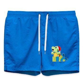 Turtle Christmas Packages - Swim Trunks - cobalt blue - Front