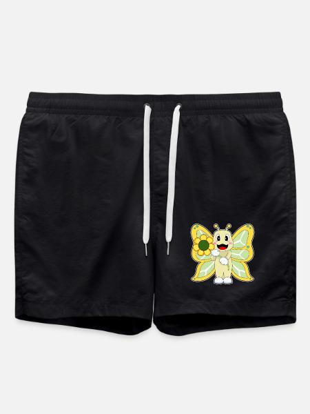 Butterfly Flower - Swim Trunks - black