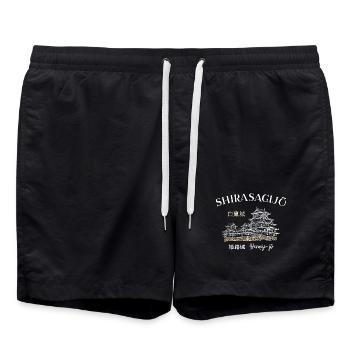 Burg Himeji-jo, Japan, Präfektur Hyogo, Zeichnung - Badeshorts - Schwarz - Vorne - AI Model Male 185 light (185cm)