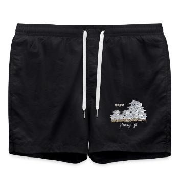 Burg Himeji-jo, Japan, Präfektur Hyogo, Zeichnung - Badeshorts - Schwarz - Vorne - AI Model Male 185 light (185cm)