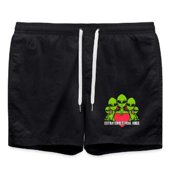 Alien, UFO, Fliegende Untertasse - Badeshorts - Schwarz - Vorne - AI Model Male 185 light (185cm)
