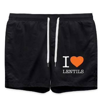 I LOVE LENTILS Linsen - Badeshorts - Schwarz - Vorne - AI Model Male 185 light (185cm)