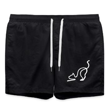 Sketch of the White Cat - Swim Trunks - black - Front - AI Model Male 185 light (185cm)