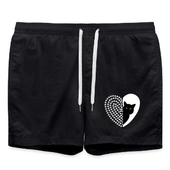 Black cat with floral pattern - Swim Trunks - black - Front - AI Model Male 185 light (185cm)