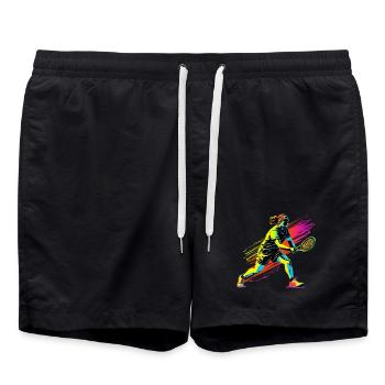Tennisspieler 90er Jahre Look - Badeshorts - Schwarz - Vorne - AI Model Male 185 light (185cm)
