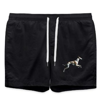 chien levrier qui court origami géométrique 3d - Short de bain - noir - Devant - AI Model Male 185 light (185cm)