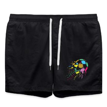 Soccer Colorful Colors Retro Ball Explosion Icon - Swim Trunks - black - Front - AI Model Male 185 light (185cm)