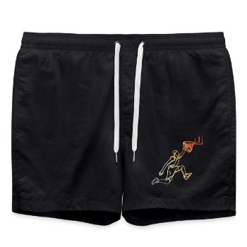Basketball Retro Look - Swim Trunks - black - Front - AI Model Male 185 light (185cm)