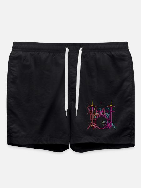 Drums Sketch Retro - Swim Trunks - black