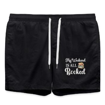 Bücher Lesen Bücherwurm - Badeshorts - Schwarz - Vorne - AI Model Male 185 light (185cm)