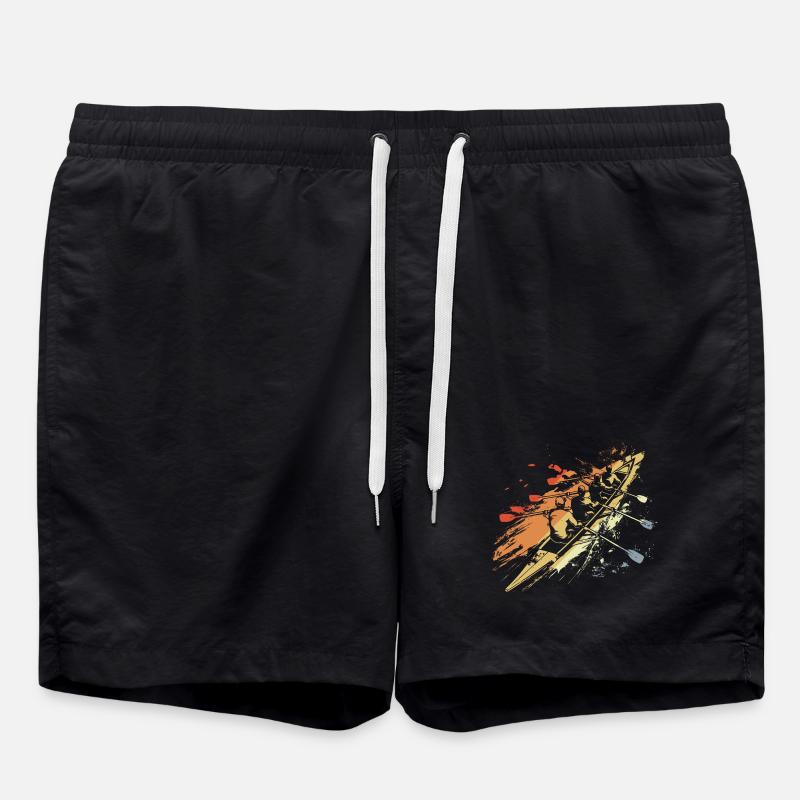 Retro Rowing Team Graphic - Swim Trunks - black