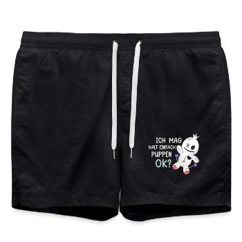 Voodoo Puppe Halloween Hexe Wicca Goth Spruch - Badeshorts - Schwarz - Vorne - AI Model Male 185 light (185cm)