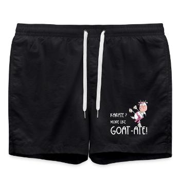Karate Ziege Kampfsport Spruch - Badeshorts - Schwarz - Vorne - AI Model Male 185 light (185cm)