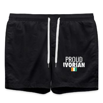 Fier Drapeau Ivoirien Vintage de la Côte d’Ivoire - Short de bain - noir - Devant - AI Model Male 185 light (185cm)