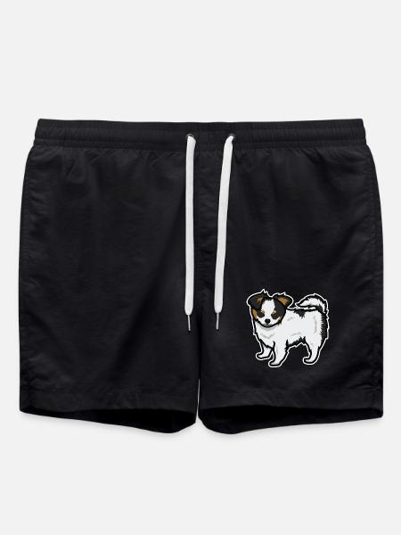 Dog Drawing - Swim Trunks - black