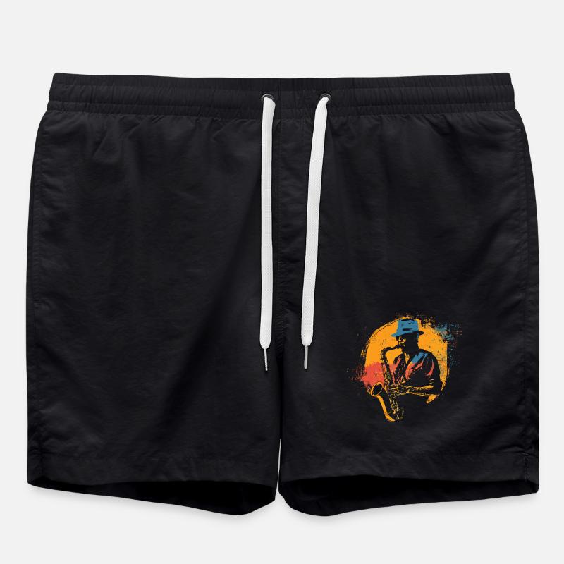 Saxophonist Graphics - Swim Trunks - black
