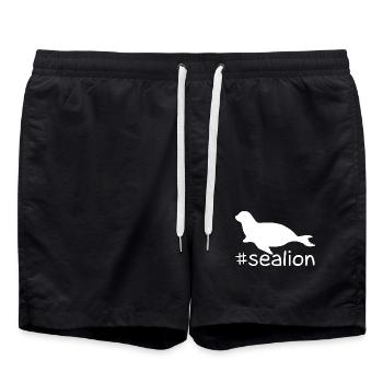 Funny Sea Lion Hashtag - Swim Trunks - black - Front - AI Model Male 185 light (185cm)