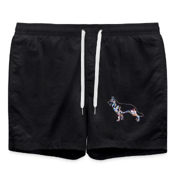 German Shepherd Geometric - Swim Trunks - black - Front - AI Model Male 185 light (185cm)