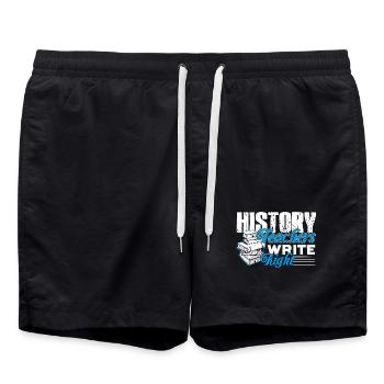 History Teacher Writes Right - Swim Trunks - black - Front - AI Model Male 185 light (185cm)