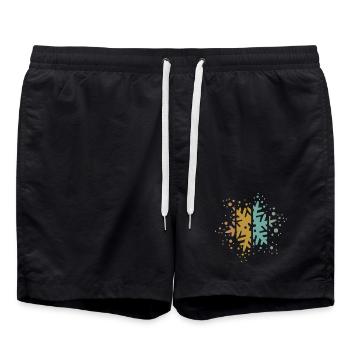 Tenue d’hiver flocon de neige rétro icône de Noël - Short de bain - noir - Devant - AI Model Male 185 light (185cm)