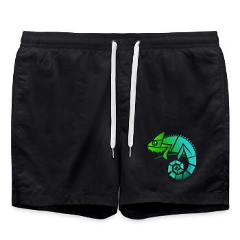 Chamäleon Illustration - Badeshorts - Schwarz - Vorne - AI Model Male 185 light (185cm)