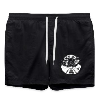 Railway Graphic - Swim Trunks - black - Front - AI Model Male 185 light (185cm)
