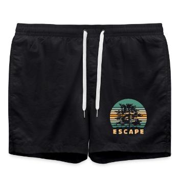 Escape Forest Design - Logo d’aventure rétro dans la nature - Short de bain - noir - Devant - AI Model Male 185 light (185cm)