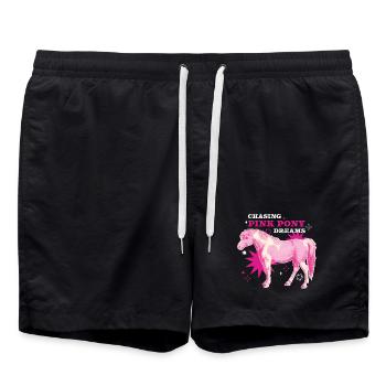 Pink Pony Dreams – Magischer Ritt - Badeshorts - Schwarz - Vorne - AI Model Male 185 light (185cm)