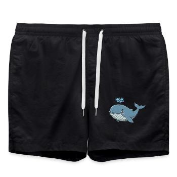 Animal Cartoon Humpback Whale - Swim Trunks - black - Front - AI Model Male 185 light (185cm)
