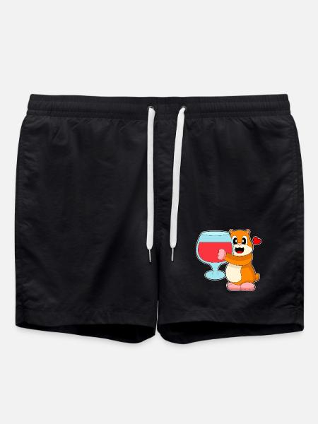 Hamster Red Wine - Swim Trunks - black