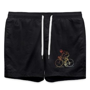 Radfahrer Line Art Retro - Badeshorts - Schwarz - Vorne - AI Model Male 185 light (185cm)