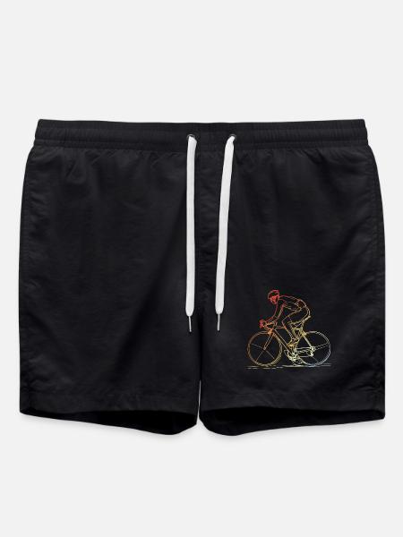 Radfahrer Line Art Retro - Badeshorts - Schwarz