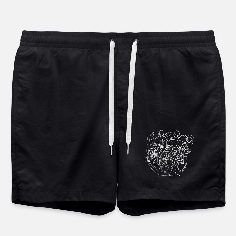 Cyclist Line Drawing - Swim Trunks - black