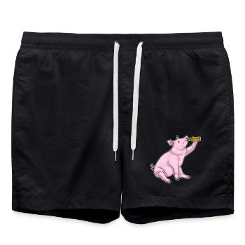 Pork Bottle of Beer - Swim Trunks - black - Front - AI Model Male 185 light (185cm)