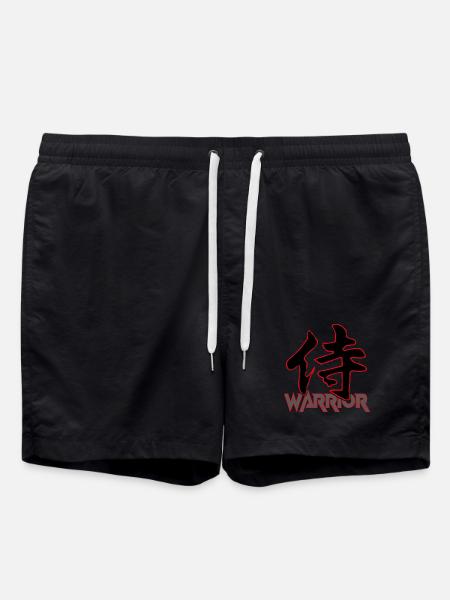 Warrior-Japanese Kanji - Swim Trunks - black