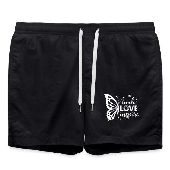 Schmetterling mit inspirierendem Wortdesign - Badeshorts - Schwarz - Vorne - AI Model Male 185 light (185cm)