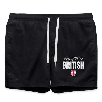 Proud British, Made in the UK - Short de bain - noir - Devant - AI Model Male 185 light (185cm)
